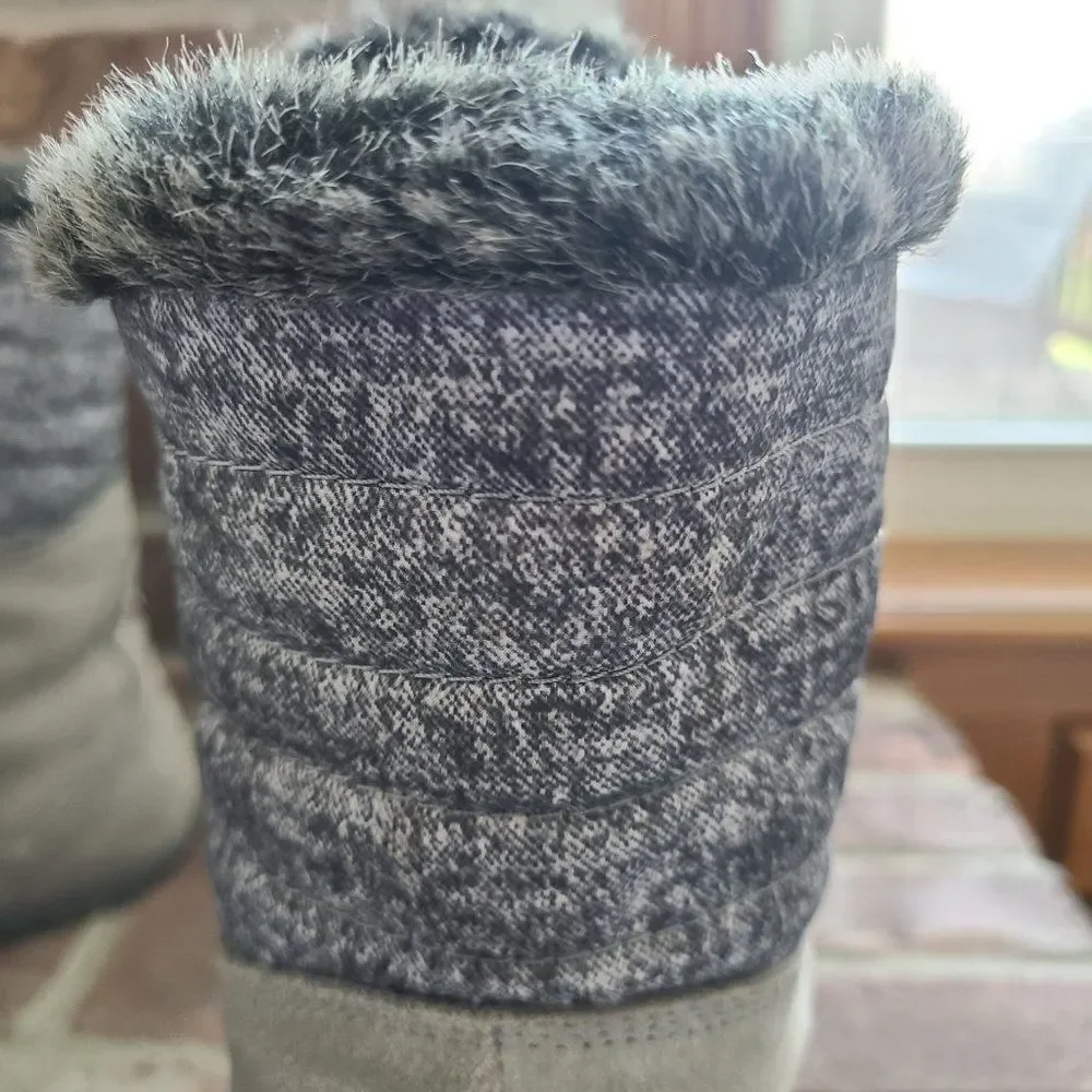 The North Face Nuptse Purna II Gray Women's Winter Boots Suede Faux Fur Size 9